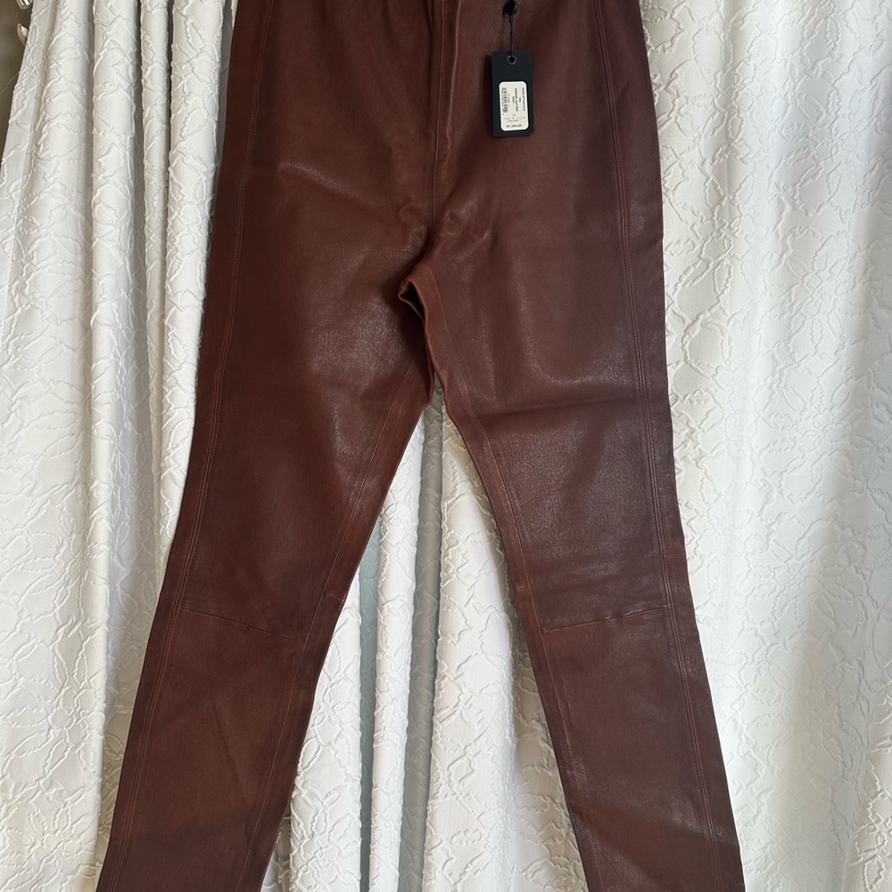 Elegant Chocolate Leather Trousers